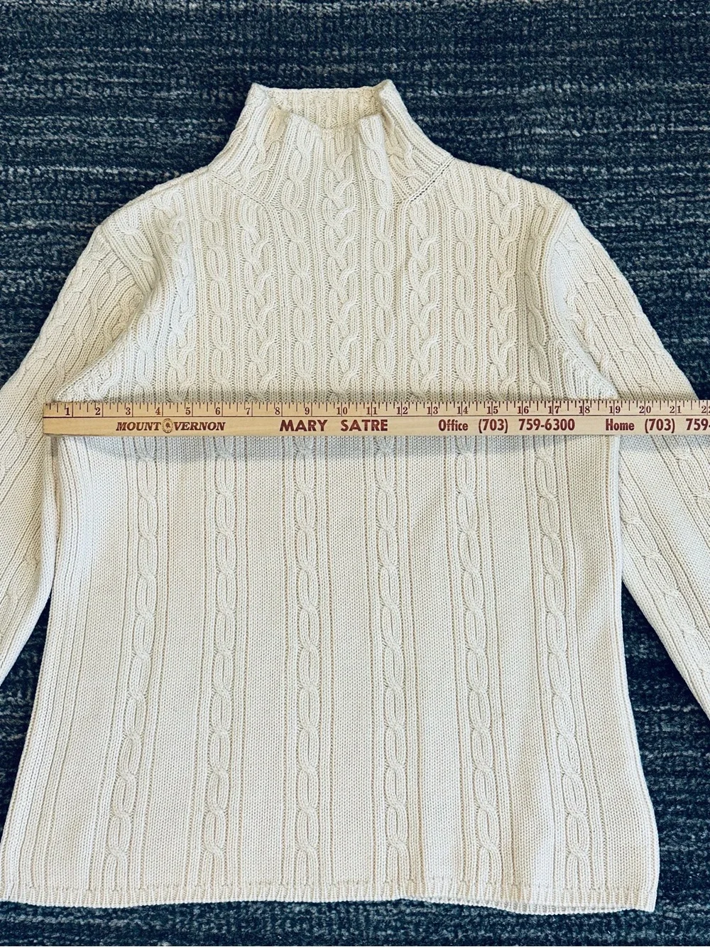 Vintage Eddie Bauer Merino Wool Cable Knit Mock Neck Sweater Size Medium Tall